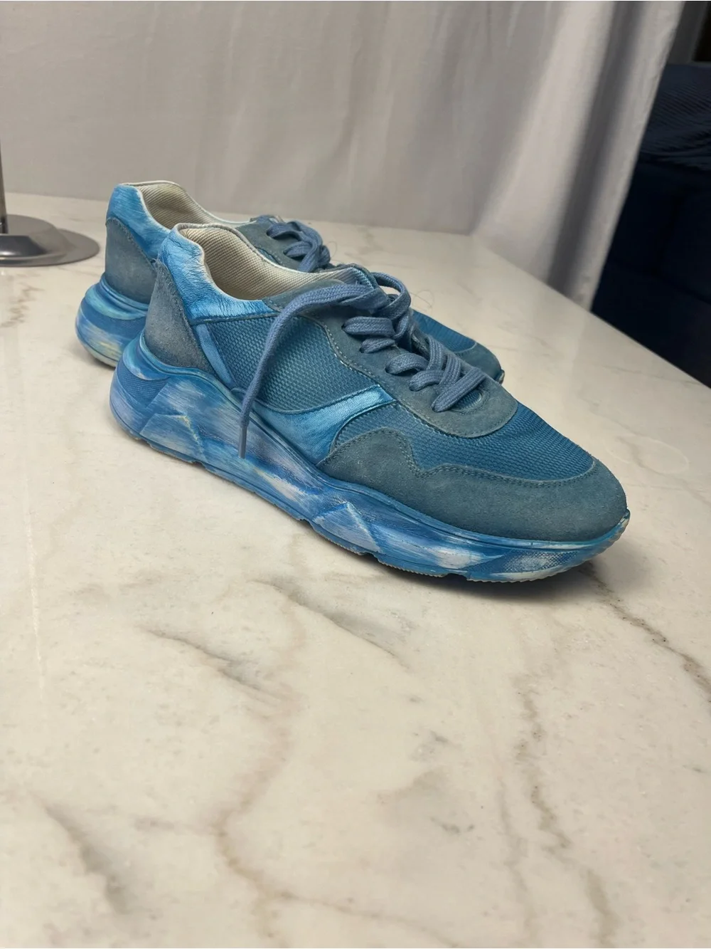 Free People turquoise Blue Mixed-Media Athletic Sneakers